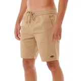 Bermuda color beige con cintura elastizada y cordón de ajuste.