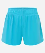 Short deportivo runner de color salmón, con cintura elástica y bajo redondeado. Confeccionado en poliéster y elastano, diseñado para ofrecer comodidad y libertad de movimiento durante el entrenamiento.