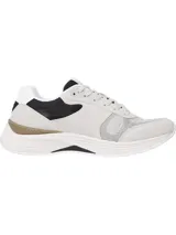 Zapatillas Tommy Hilfiger Modern Prep de running, color blanco con detalles en gris y logo TH en el lateral. Confeccionadas en gamuza y poliéster reciclado.