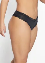 Bombacha culotte tiro alto de microfibra color negro, con detalle de encaje en la cintura y fundillo 100% algodón.