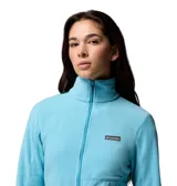 Campera polar Columbia modelo Basin Trail III, color turquesa, con cierre frontal completo, cuello alto y bolsillos laterales con cierre.