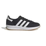 Championes Adidas Run 70s de diseño retro, con exterior textil en color negro y detalles en blanco. Presentan las icónicas tres tiras laterales, mediasuela Cloudfoam para mayor amortiguación y suela de caucho color caramelo.