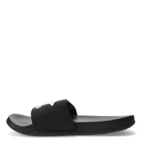 Chanclas Umbro modelo Profoam Lady, color negro con el logo de la marca estampado en blanco sobre la banda superior. Diseño ergonómico de una sola pieza con suela contorneada.