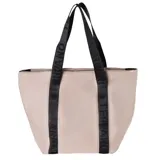 Bolso tipo tote de lona color rojo con asas de cinta negra con la marca Terrano estampada en blanco.