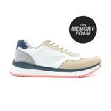 Championes deportivos American Sport modelo Davo, color blanco con detalles en beige, gris y azul.