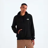 Hoodie negro con capucha y cordones ajustables. Estampado en la espalda con el logo de The North Face y diseño de montaña. Bolsillos laterales y corte regular.