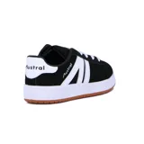 Championes urbanos de mujer Austral modelo Gravity, color negro con detalles en blanco y suela de goma marrón.