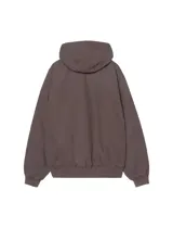 Campera OG Active de Carhartt WIP, color azul grisáceo, con capucha integrada, cierre frontal con cremallera metálica, bolsillos tipo canguro y parche con el logo de la marca en el bolsillo inferior.