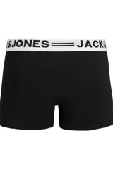 Pack de tres boxers tipo trunk negros con ajuste ceñido y cintura elástica blanca con logo Jack & Jones.