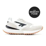 Championes urbanos Hi-Tec Dam Men, color blanco con detalles en gris y negro, con suela marrón y tecnología Memory Foam.