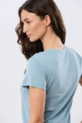 Remera básica de algodón color negro, con cuello redondo y mangas cortas de corte clásico.