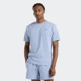 Remera celeste de corte clásico con logo bordado en el pecho.