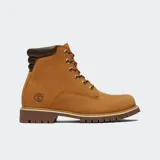 Botas Timberland Authentic Mid Lace-Up color marrón claro, con cuello acolchado en marrón oscuro, cordones marrones y ojales dorados. Presentan el logo de Timberland grabado en el lateral y suela de goma con tacos.