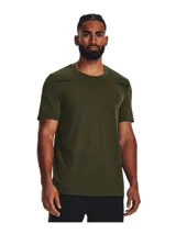 Remera deportiva de entrenamiento Under Armour, con diseño de textura de rejilla y ventilación estratégica. Presenta un corte ajustado, cuello redondo y mangas cortas, confeccionada con tecnología sin costuras para mayor comodidad y libertad de movimiento.