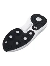 Championes Under Armour modelo Phantom 4, de diseño técnico y urbano en color blanco. Presentan una estructura de punto tipo calcetín, contrafuerte de TPU en el talón y tecnología de amortiguación UA HOVR+ en la entresuela para mayor retorno de energía.