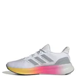 Championes Adidas Ultrarun 5 de running, color blanco con detalles en gris y suela con degradé de rosa a amarillo.