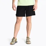 Short deportivo negro de secado rápido con cintura elástica, cordón interior, bolsillos laterales y bolsillo trasero con cierre. Incluye calzoncillo interior y detalles reflectivos.