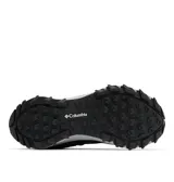 Championes de senderismo Columbia, modelo Peakfreak Hera Outdry, color negro con detalles en gris y fucsia. Presentan tecnología impermeable OutDry, entresuela TechLite+ para amortiguación y suela Adapt Trax para tracción en diversos terrenos.