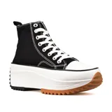 Championes de caña alta Converse Run Star Hike, color blanco, con suela de goma gruesa con plataforma y diseño dentado en marrón y negro.