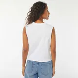 Camiseta sin mangas blanca con estampado del logo de la banda The Rolling Stones.