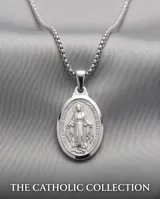 Collar de acero quirúrgico con cadena de eslabones finos y dije ovalado con la imagen de la Medalla Milagrosa.