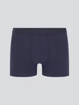 Pack de dos calzoncillos bóxer largos, uno negro y otro azul marino, confeccionados en algodón y elastano, con elástico personalizado en la cintura.