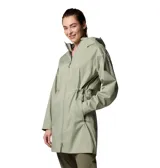 Campera impermeable y transpirable Columbia modelo Weekend Adventure II Omni-Tech de color verde, con capucha ajustable con visera, cierre frontal bidireccional, cintura ajustable con cordón y bolsillos con cremallera.