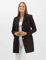 Blazer entallado marca Nanette, con cuello de solapa, cierre frontal con botones dorados y bolsillos delanteros. Posee forro interno a tono.