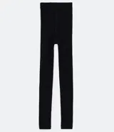 Medias cancan tipo legging de color negro con interior de fleece, sin estampa y con diseño sin pies.