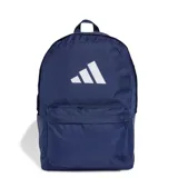Mochila Adidas color azul con logo de la marca en blanco y doble compartimento.