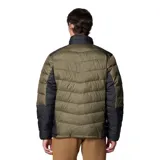 Campera técnica Columbia Labyrinth Loop II, con tecnología Omni-Heat Infinity y Omni-Shield. Presenta diseño acolchado en color verde oliva con paneles laterales y mangas en color negro, cierre frontal completo, cuello alto con protección de barbilla y bolsillos con cierre.
