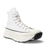 Championes de caña alta Converse modelo Chuck 70 AT CX, de color blanco. Presentan una silueta icónica con plataforma voluminosa, puntera reforzada con textura acanalada y suela dentada de goma negra para mayor tracción. Confeccionados en lona resistente con ojales metálicos y cordones al tono.