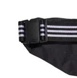 Riñonera Adidas Adicolor de color negro, con cierre principal y logo del trébol de la marca estampado en blanco en el frente.