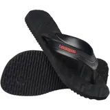 Ojotas Havaianas modelo Track Waves, color blanco con textura geométrica en la plantilla y logo de la marca en la tira.