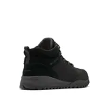 Bota de senderismo Columbia modelo Fairbanks Mid, color negro, con diseño de caña media, cierre de cordones con ganchos metálicos, puntera reforzada y suela con relieve para mayor tracción.