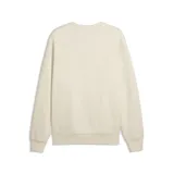 Buzo de cuello redondo Puma, color beige, con logo de la marca estampado en el pecho en tono dorado. Presenta un corte relajado con puños y ruedo acanalados.
