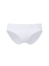 Panty tipo hiphugger de microfibra color blanco, con pretina elástica ancha con el logo estampado de la marca.