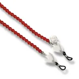 Correas para lentes con cuentas de vidrio de colores y detalles de piezas de acrílico.