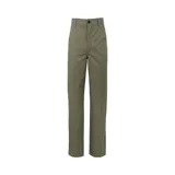 Pantalon utilitario de corte regular, color verde oliva, con cierre de cremallera y botón, bolsillos laterales, bolsillos traseros y bolsillo lateral en el muslo.