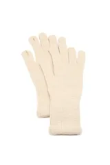 Guantes de punto acanalado en color beige, con diseño clásico y puño elástico.