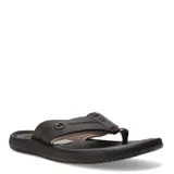 Sandalias tipo ojota para hombre, con tiras anchas de textura granulada y detalle de logo metálico circular. Presentan una plantilla ergonómica y suela con relieve antideslizante.