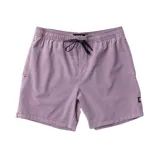 Short de baño color lila con cintura elástica ajustable mediante cordón negro en contraste.