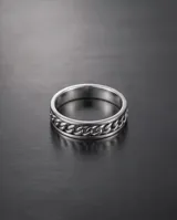 Anillo de plata 925 con diseño giratorio tipo cadena eslabonada.