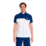 Chomba deportiva Diadora de corte clásico, con diseño bicolor en azul marino y blanco. Presenta cuello polo con cierre de botones y logo de la marca estampado en el pecho.