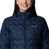 Campera puffer Columbia modelo Delta Ridge II Jkt, color azul marino, con cuello alto, cierre frontal completo y bolsillos laterales con cierre. Cuenta con tecnología Omni-Heat y construcción térmica sin costuras.