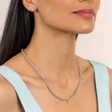 Collar de plata 925 con piedras de amazonita turquesa y dije de hamsa de plata 925.