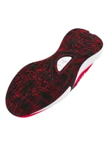 Championes de básquetbol Under Armour Lockdown 7, con diseño bicolor en rojo y negro. Presentan una parte superior de malla transpirable con refuerzos de cuero, entresuela de EVA para mayor amortiguación y suela de caucho con patrón de tracción en espiga para un mejor agarre en la cancha.