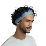 Cuello tubular Buff Reflective Ellbe Steel con diseño degradado en tonos celeste y azul.