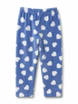 Pantalon de pijama de textura afelpada, con estampado de estrellas blancas sobre fondo gris oscuro. Posee cintura elastizada.