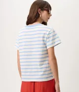Blusa rayada Marfinno de algodón con cuello redondo en contraste y mangas cortas, de corte slim y diseño clásico.